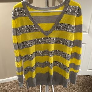 New York & Company yellow and grey striped long sleeve